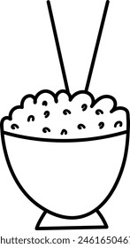 Minimalist Hand-Drawn Rice Bowl Outline Vector - Simple, Elegant, and Versatile