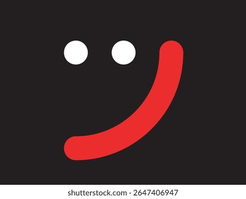 Minimalist Handdrawn Smiley Face with Two Eyes in Black Background Illustration