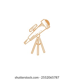 Minimalist hand-drawn telescope on a tripod, sketched in warm tones, ideal for astronomy, exploration, and science themes.