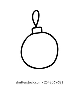 Minimalist hand-drawn vector illustration of a round Christmas ornament. Perfect for holiday decor, coloring pages, laser cutting, crafting, and festive designs. Simple and versatile outline art