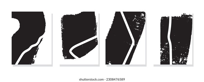 Minimalist hand-drawn wall art with black paint brush design and white strokes, evoking a rustic country style.