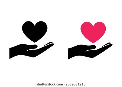 Minimalist Hands Holding Heart Icon for Love, love and care icon, donation symbol, healthcare icon, mental health awareness