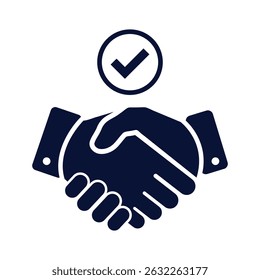 Minimalist handshake icon showing mutual agreement. Ideal for business contracts, partnerships, and corporate presentations.