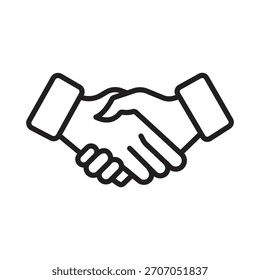 Minimales Handshake-Liniensymbol. Vektorgrafik, die Geschäftspartnerschaft, Vereinbarung, Vereinbarung und Teamarbeit darstellt.
