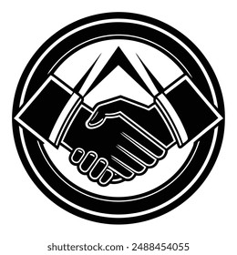 A minimalist handshake logo vector