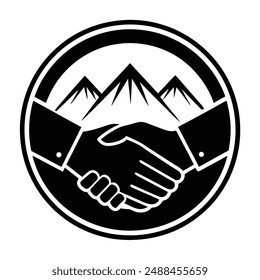 A minimalist handshake logo vector