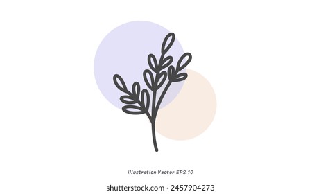 Minimalist handwritten flower leaf set isolated on white background ,Vector illustration EPS 10
