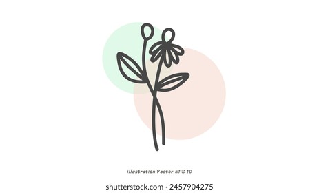 Minimalist handwritten flower leaf set isolated on white background ,Vector illustration EPS 10