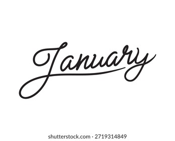 Letras escritas à mão minimalistas de "janeiro". Design limpo e amigável desenhado à mão representando o primeiro mês do ano, perfeito para calendários, planejadores, diários e cartões de saudação sazonais.