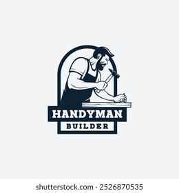 Minimalist Handyman Builder Logo Vector Illustration