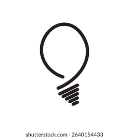 Minimalist hanging bulb icon vector. Unique loop lightbulb icon for innovation, ideas, or electricity.