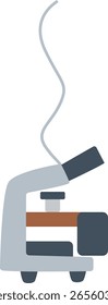 Minimalist hanging laboratory microscope illustration, symbolizing science, research, experiments, and education in a clean flat vector style.