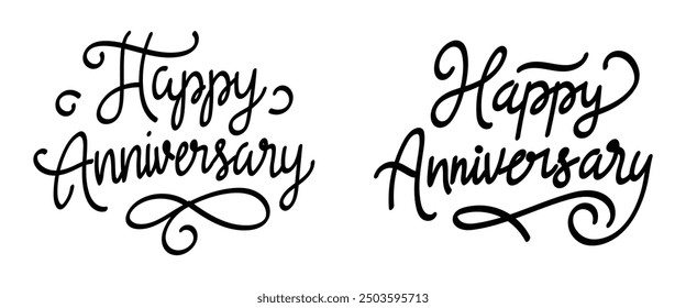 Minimalist Happy Anniversary Lettering for Invitation