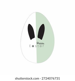Minimalist Happy Easter Greeting with Stylized Bunny Ear and Modern Vector Typography design