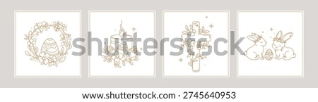 Minimalist Happy Easter templates for greeting cards invitations social media posts and seasonal branding. Elegant Easter Templates with Religious Elements.Vector illustration