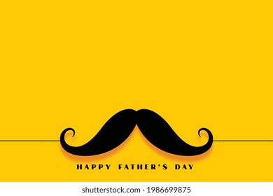 minimalist happy fathers day mustache yellow background