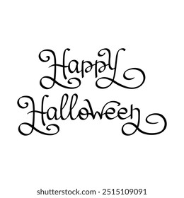 Minimalist HAPPY HALLOWEEN design hand drawn in black color for t-shirt, cup