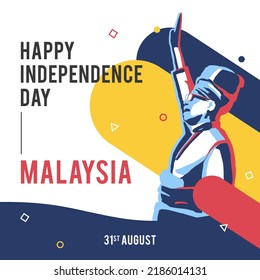 Minimalist happy independence day malaysia flat vector art