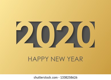 Minimalist Happy New Year card. 2020 calendar, invitation. Vector illustration.