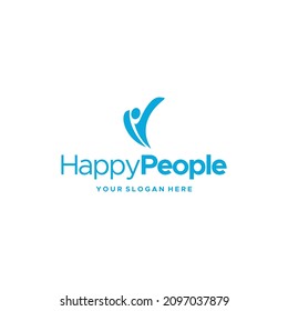 Minimalist Happy People Human cheerful logo design