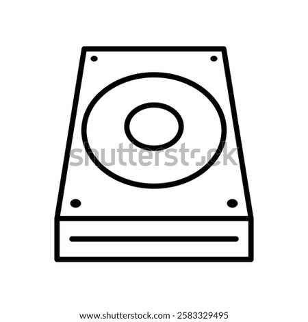 Minimalist Hard Drive Icon in Black Line Design on White Background