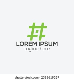 Minimalist hashtag symbol logo design vector template isolated 