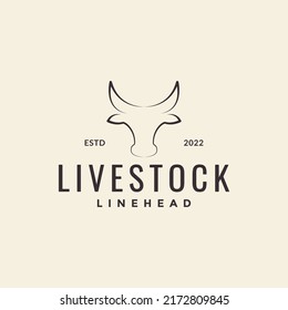 minimalist head cow hipster vintage logo design vector graphic symbol icon illustration creative idea