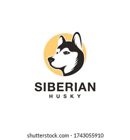 Minimalist head of Siberian Husky Logo icon vector illustration on white background