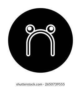 Minimalist headband design with googly eyes in black and white representing quirky fashion accessories for halloween