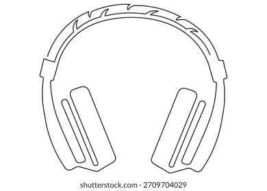 Minimalist headphone continuous line drawing icon symbol isolate music