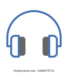 Minimalist Headphones Icon, Blue and Gray Vector