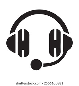 Minimalist headset icon . This is a editable file .