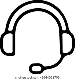 Minimalist Headset Line Drawing Icon