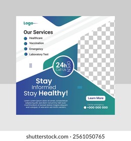  Minimalist healthcare social media post design for medical