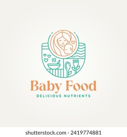 minimalist healthy baby food line art logo template vector illustration design. simple modern healthy meal, nutrition, supplement logo concept