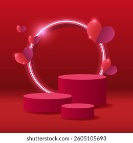 Minimalist heart background. Love sign for valentine's event. Red heart stock.