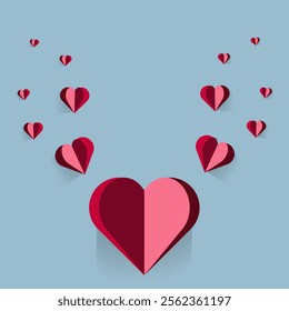 A minimalist heart design divided into two symmetrical halves, with the left side in deep red and A vibrant heart design, divided into contrasting red and pink sides