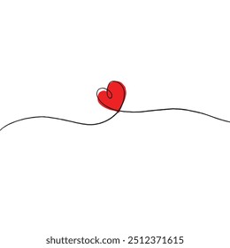 Minimalist heart drawn with one continuous line. Simple love concept in hand-drawn style. Perfect for romantic design, wedding, Valentine, or relationship themes.