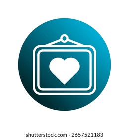 Icono minimalista del corazón mostrado dentro de un fondo del círculo del marco perfecto para el día de San Valentín y los proyectos del diseño