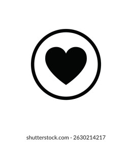 Minimalist heart icon within a circle depicting love symbol and social media engagement