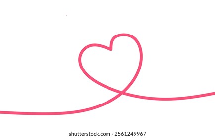 Minimalist heart line art illustration. Continuous line drawing in pink. Perfect for Valentine's Day, love themes, and decorations