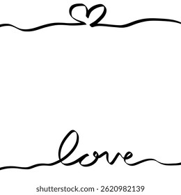 Línea de corazón minimalista que dibuja el amor entrelazado con un solo trazo continuo, que simboliza la conexión romántica