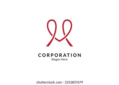 Minimalist Heart Logo Vector Design in red color