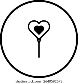 Minimalist Heart Lollipop Icon: Symbol of Love, Sweetness and Valentine's Day