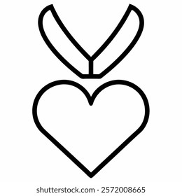 minimalist heart medal icon outlined in black vector