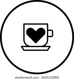 Minimalist Heart Mug Icon Vector Illustration Symbolizing Love and Warmth Within a Circular Frame