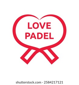 Minimalist heart, racket and padel ball vector logo