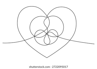 Minimalistische Herzform durchgehende Linie Zeichnung einfacher Stil Umriss isolieren