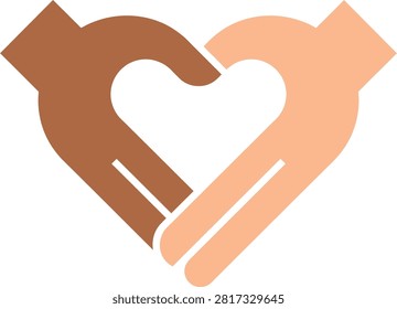Minimalist heart shape created by two hands in gradient brown and peach tones. Perfect for Valentine's Day cards, romantic branding, and social media graphics.