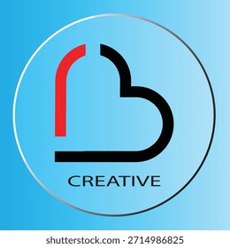Logotipo minimalista da forma do coração com texto criativo sobre fundo de gradiente azul